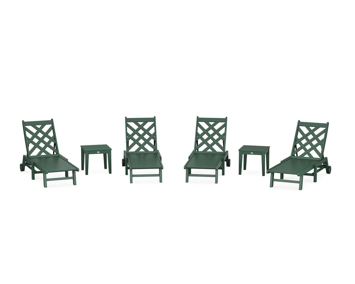 POLYWOOD Wovendale 6-Piece Chaise Set with Wheels in Green