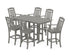 POLYWOOD Cottage Arm Chair 7-Piece Farmhouse Bar Set in Slate Grey