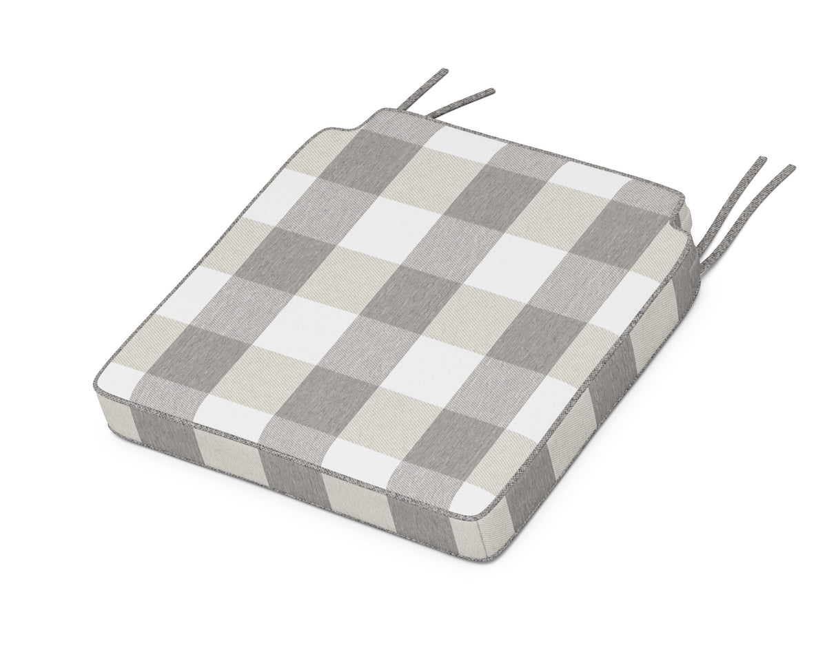 POLYWOOD Acadia Dining Side Seat Cushion in Buffalo Plaid Grey Mist
