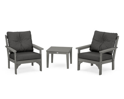 POLYWOOD Vineyard 3-Piece Deep Seating Set in Slate Grey / Spectrum Carbon