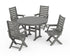 POLYWOOD Captain Folding Chair 5-Piece Round Dining Set in Slate Grey