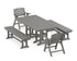 POLYWOOD Nautical Lowback 5-Piece Farmhouse Dining Set with Benches in Slate Grey