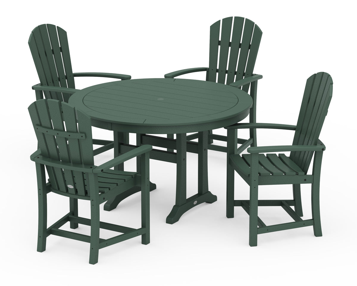POLYWOOD Palm Coast 5-Piece Round Dining Set in Green