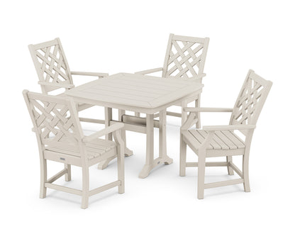 POLYWOOD Wovendale 5-Piece Dining Set with Trestle Legs in Sand