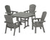 POLYWOOD Nautical Curveback Adirondack 5-Piece Dining Set - 44" Table in Slate Grey
