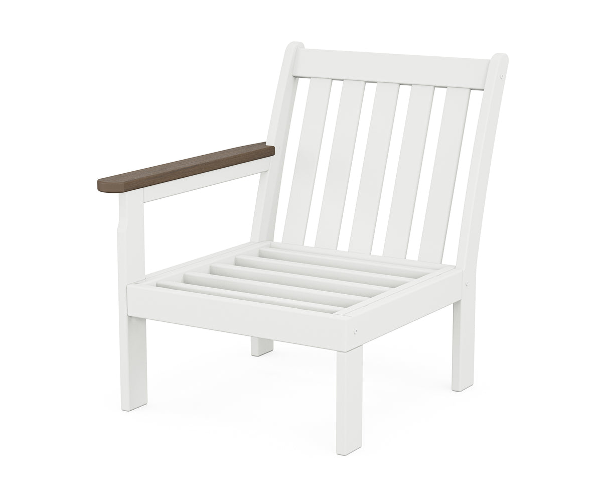 POLYWOOD Vineyard Modular Left Arm Chair Frame in White / Kona