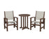 POLYWOOD Coastal 3-Piece Round Bistro Dining Set in Mahogany / Birch