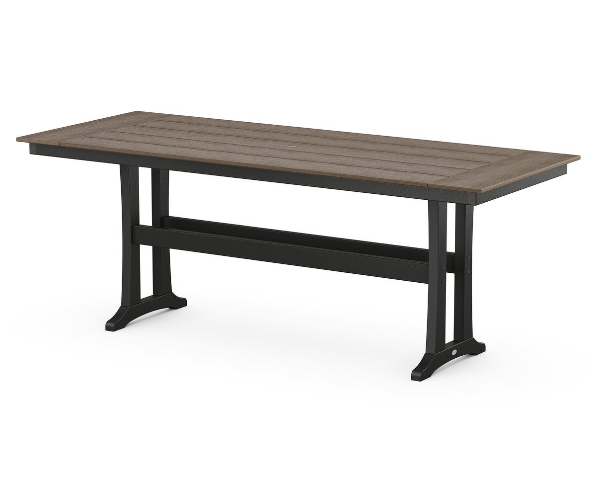 POLYWOOD Farmhouse Trestle 38" x 96" Counter Table in Black / Kona