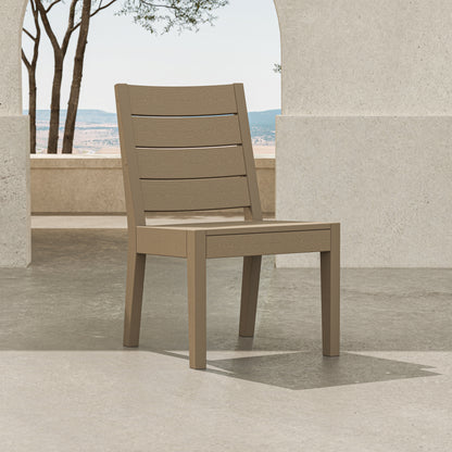 POLYWOOD Latitude Dining Side Chair in Vintage Sahara in an outdoor setting