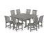 POLYWOOD Mission Side Chair 9-Piece Square Farmhouse Dining Set with Trestle Legs in Slate Grey