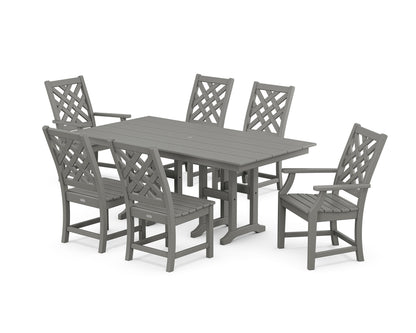 POLYWOOD Wovendale 7-Piece Farmhouse Dining Set in Slate Grey
