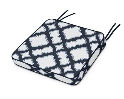 POLYWOOD Chinoiserie Arm Chair Seat Cushion in Trellis Marine Indigo