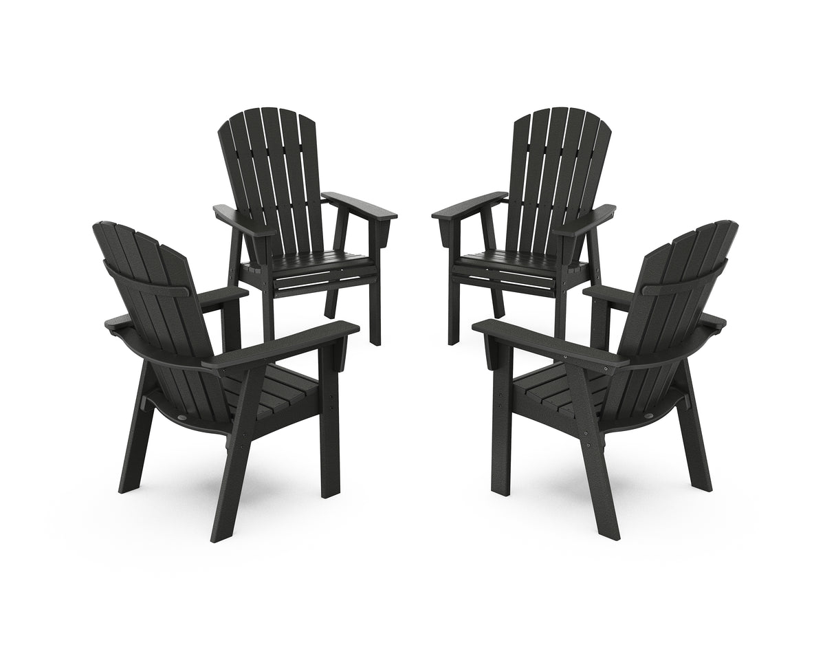POLYWOOD Nautical 4-Piece Curveback Upright Adirondack Conversation Set in Black