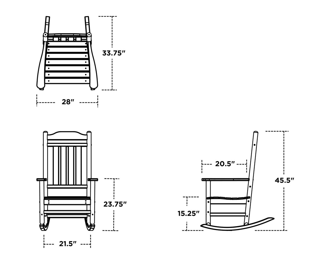 POLYWOOD Cottage Legacy Rocking Chair dimensions