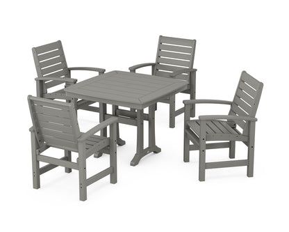 POLYWOOD Signature 5-Piece Dining Set with Trestle Legs - 37" Table in Slate Grey
