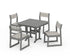 POLYWOOD EDGE Sling Side Chair 5-Piece Farmhouse Dining Set in Slate Grey / Birch