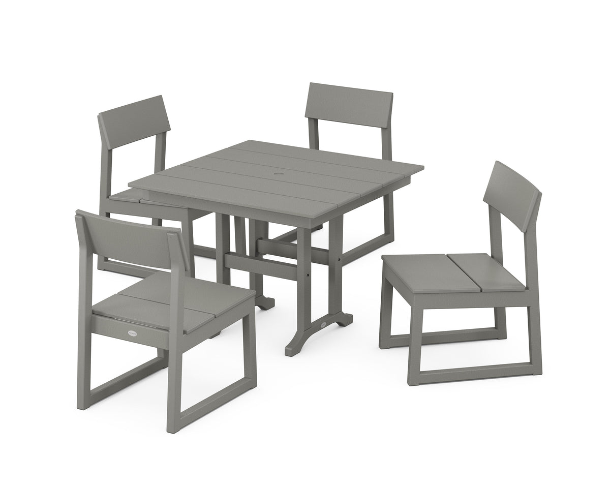 POLYWOOD EDGE Side Chair 5-Piece Farmhouse Dining Set in Slate Grey