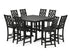 POLYWOOD Country Living Wovendale Side Chair 9-Piece Square Bar Set with Trestle Legs in Black