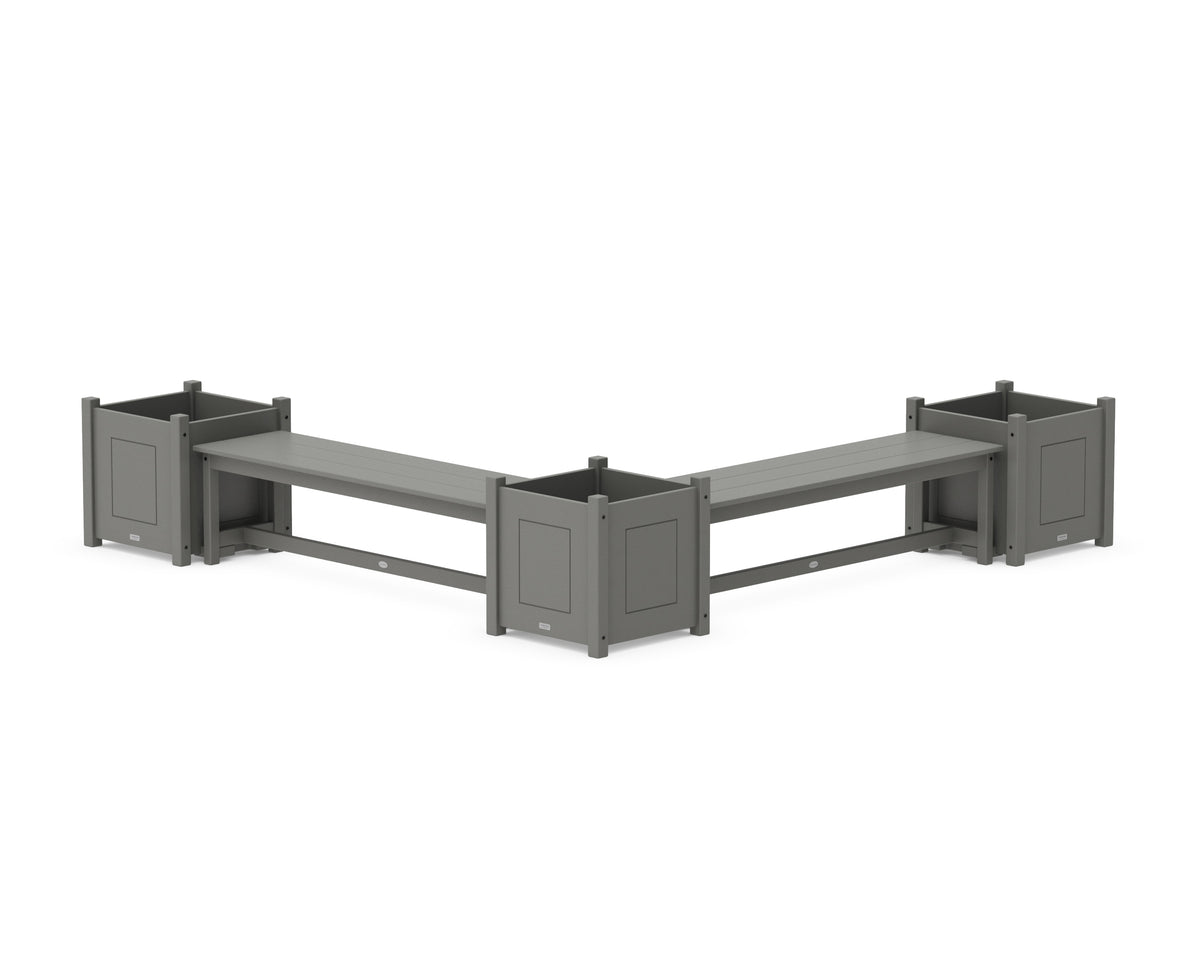 POLYWOOD 60" Country Living L-Shaped Planter Bench Corner Set - Large in Slate Grey