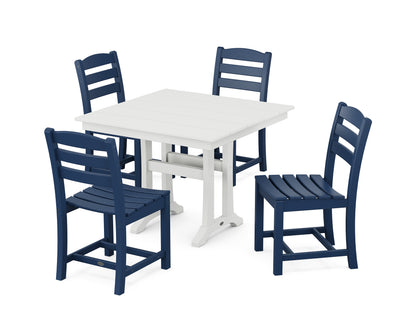 POLYWOOD La Casa Café 5-Piece Side Chair Dining Set in Navy / White