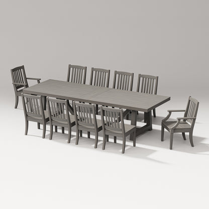 POLYWOOD Estate 11-Piece A-Frame Table Dining Set - 120" Table in Driftwood