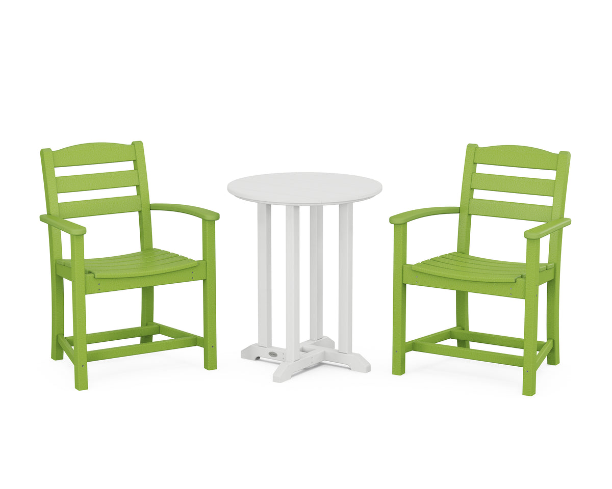 POLYWOOD La Casa Café 3-Piece Round Bistro Dining Set in Lime / White