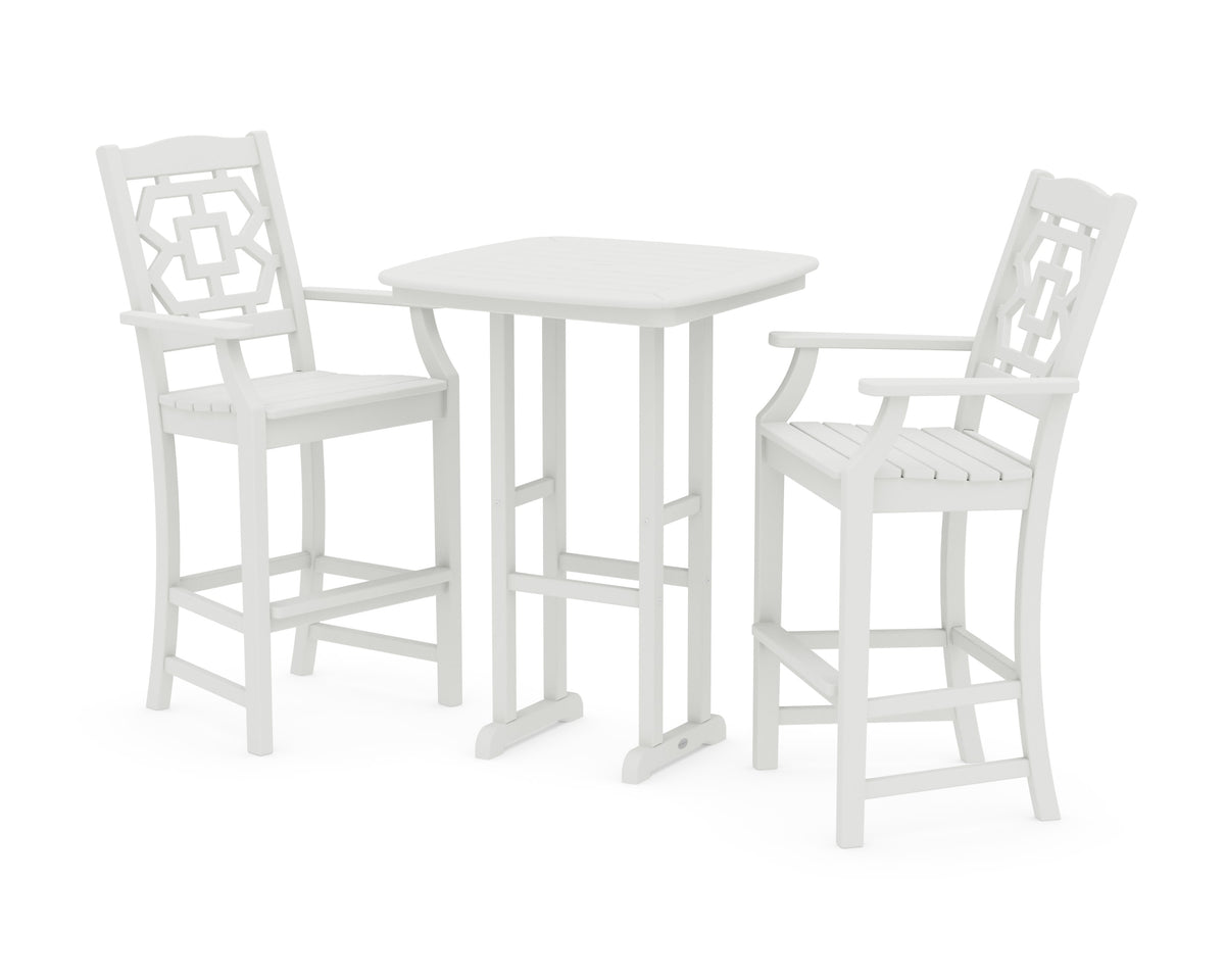POLYWOOD Chinoiserie 3-Piece Bar Set in Vintage White