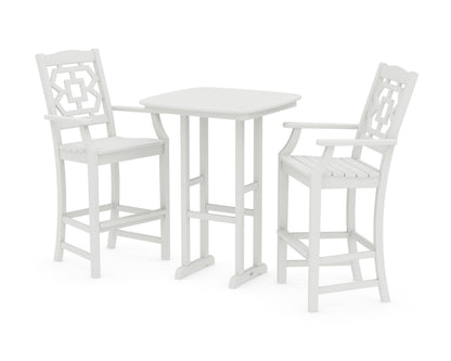 POLYWOOD Chinoiserie 3-Piece Bar Set in Vintage White