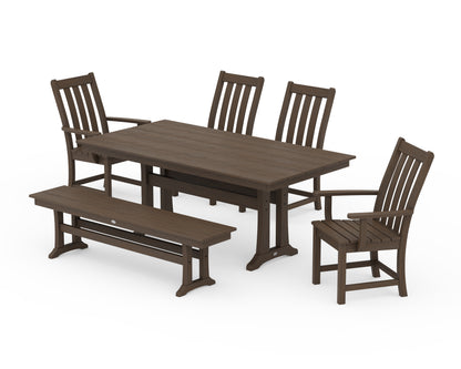 POLYWOOD Vineyard 6-Piece Farmhouse Dining Set with Trestle Legs in Kona