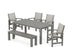 POLYWOOD Coastal 6-Piece Parsons Dining Set with Bench in Slate Grey / Birch
