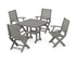 POLYWOOD Signature Folding Chair 5-Piece Dining Set in Slate Grey