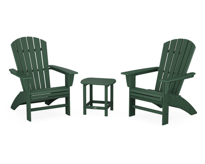 POLYWOOD Nautical 3-Piece Curveback Adirondack Set in Green