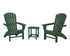 POLYWOOD Nautical 3-Piece Curveback Adirondack Set in Green