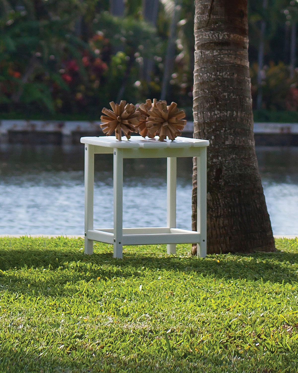 Lifestyle photo of the POLYWOOD South Beach 18" Side Table in White