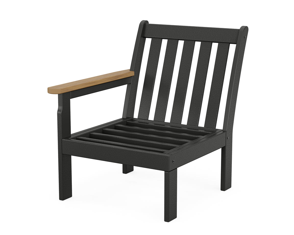 POLYWOOD Vineyard Modular Left Arm Chair Frame in Black / Natural