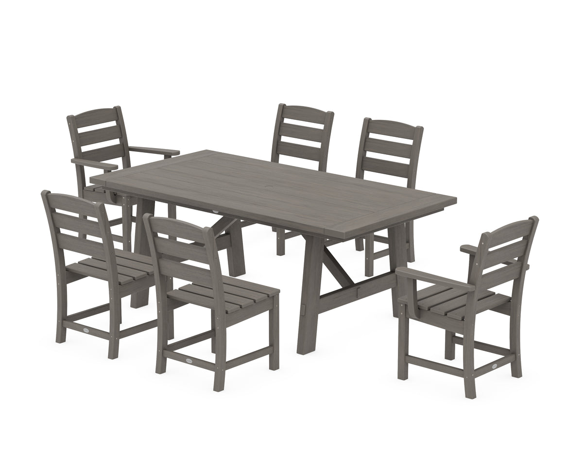 POLYWOOD Lakeside 7-Piece Rustic Farmhouse Dining Set in Driftwood