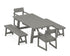 POLYWOOD EDGE 5-Piece Rustic Farmhouse Dining Set with Benches in Slate Grey