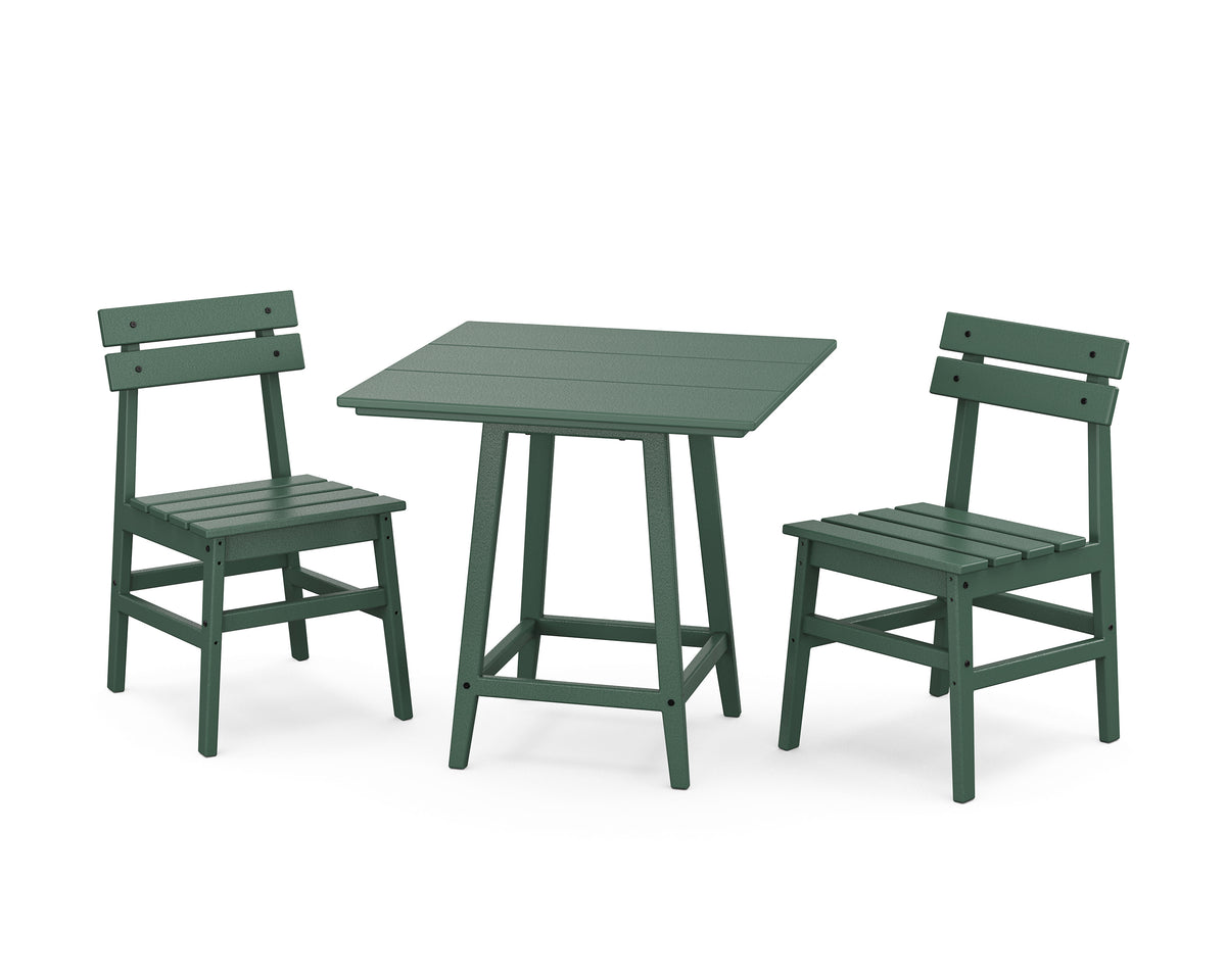 POLYWOOD Modern Studio Plaza Chair 3-Piece Bistro Dining Set in Green