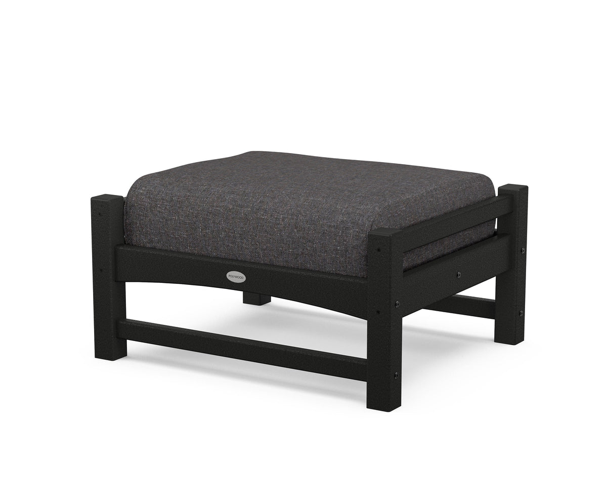POLYWOOD Club Ottoman in Black / Ash Charcoal