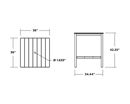 POLYWOOD Main Street 36 x 36 Bar Table dimensions
