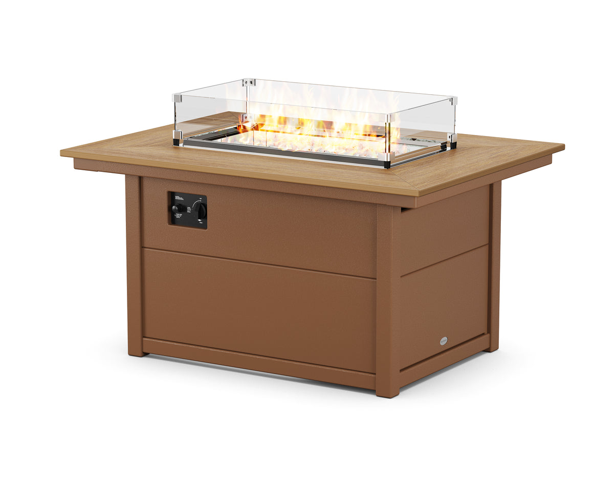 POLYWOOD Rectangle 34"x46" Fire Pit Table in Teak / Natural