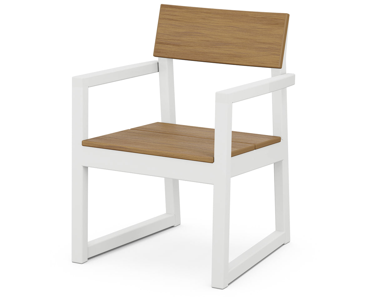 POLYWOOD EDGE Dining Arm Chair in White / Natural