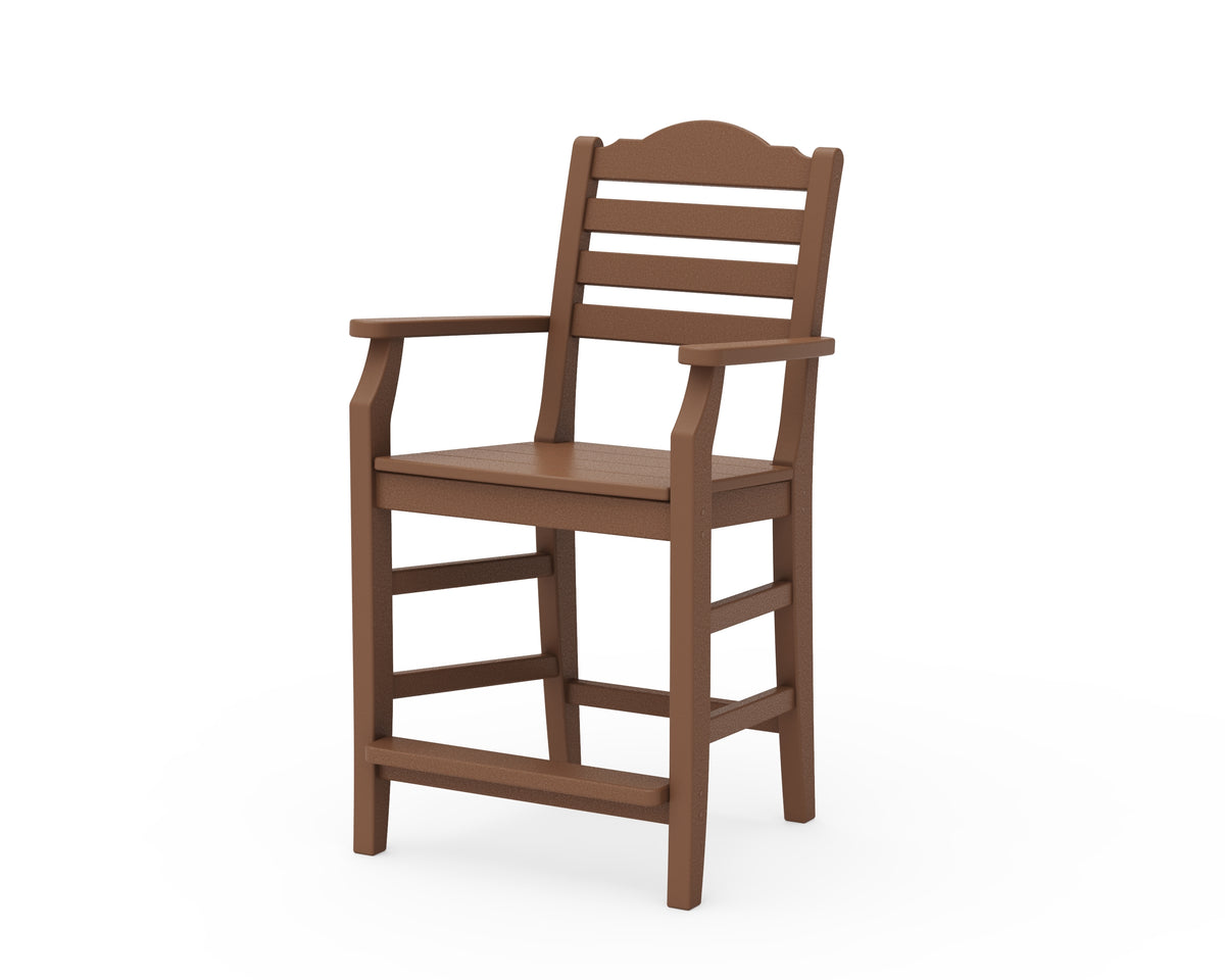 POLYWOOD Savannah Counter Arm Chair in Teak