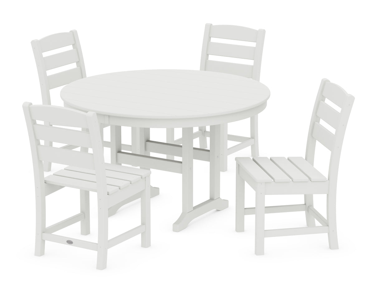 POLYWOOD Lakeside 5-Piece Farmhouse Side Chair Dining Set in Vintage White