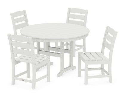 POLYWOOD Lakeside 5-Piece Farmhouse Side Chair Dining Set in Vintage White