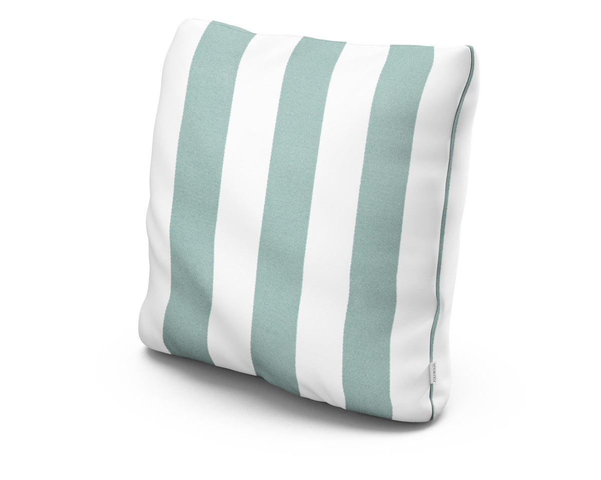 POLYWOOD 22" Outdoor Throw Pillow in Cabana Stripe Glacier Spa