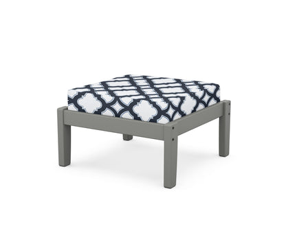 POLYWOOD Deep Seating Ottoman in Slate Grey / Trellis Marine Indigo