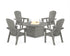 POLYWOOD Nautical 4-Piece Curveback Upright Adirondack Conversation Set with Fire Pit Table in Slate Grey