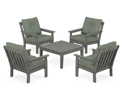 POLYWOOD Vineyard 5-Piece Deep Seating Conversation Set in Slate Grey / Cast Sage