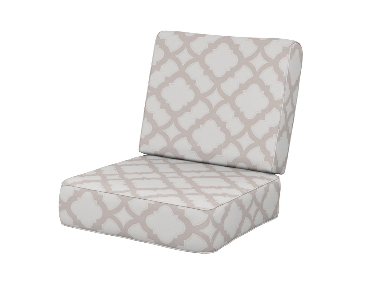 POLYWOOD Ateeva Harbour Seat and Back Cushion in Trellis Dune Burlap